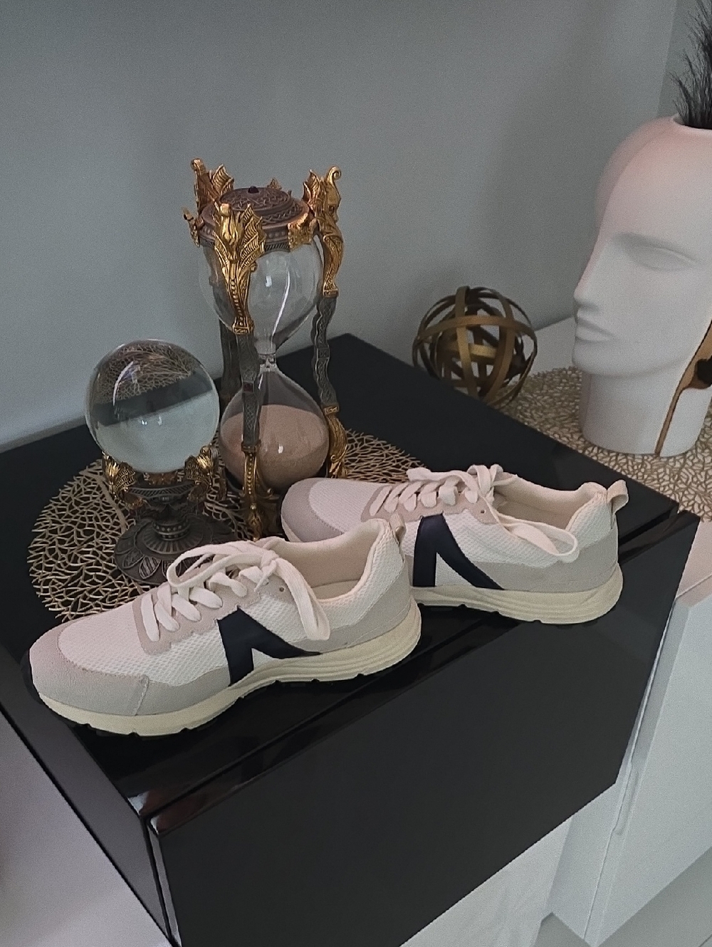 MIA Cream & Navy Lace-Up Mesh Sneakers NEW